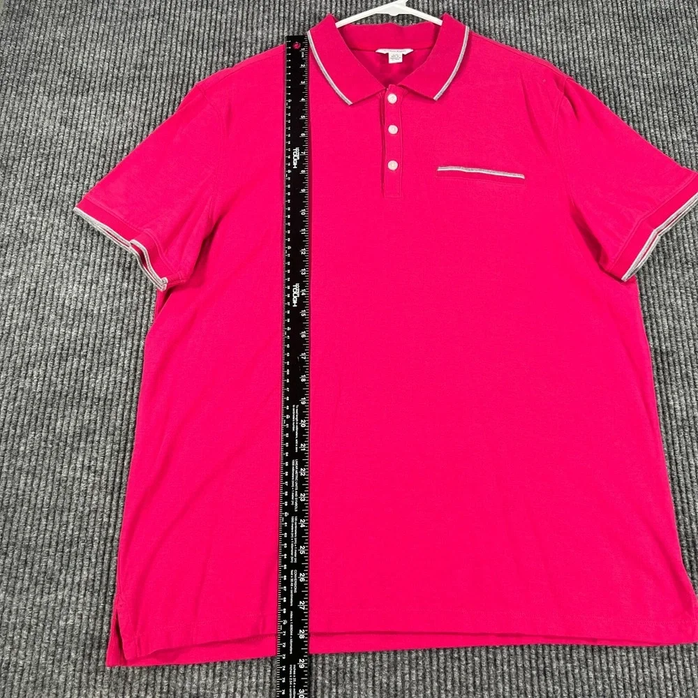 Calvin Klein‎ Mens Shirt Polo Large Pink Short Sleeve Pocket Lightweight Preppy